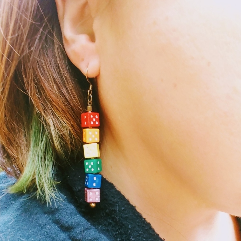 🌈HP🌈Handmade Lucky Roll of the Dice Earrings🌈 - Picture 4 of 7